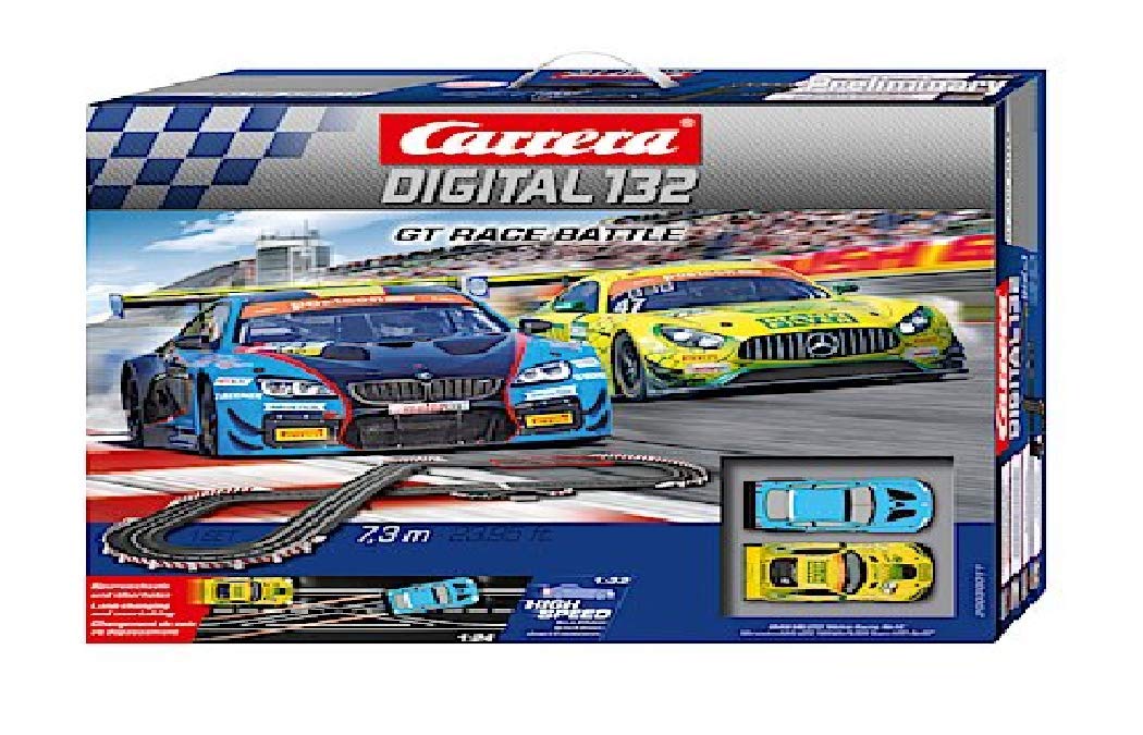 Carrera デジタル電動スロットカーレーストラックセット 2台の車と2つのデュアル素早さ、D132 GTスピード競技揉みあい。