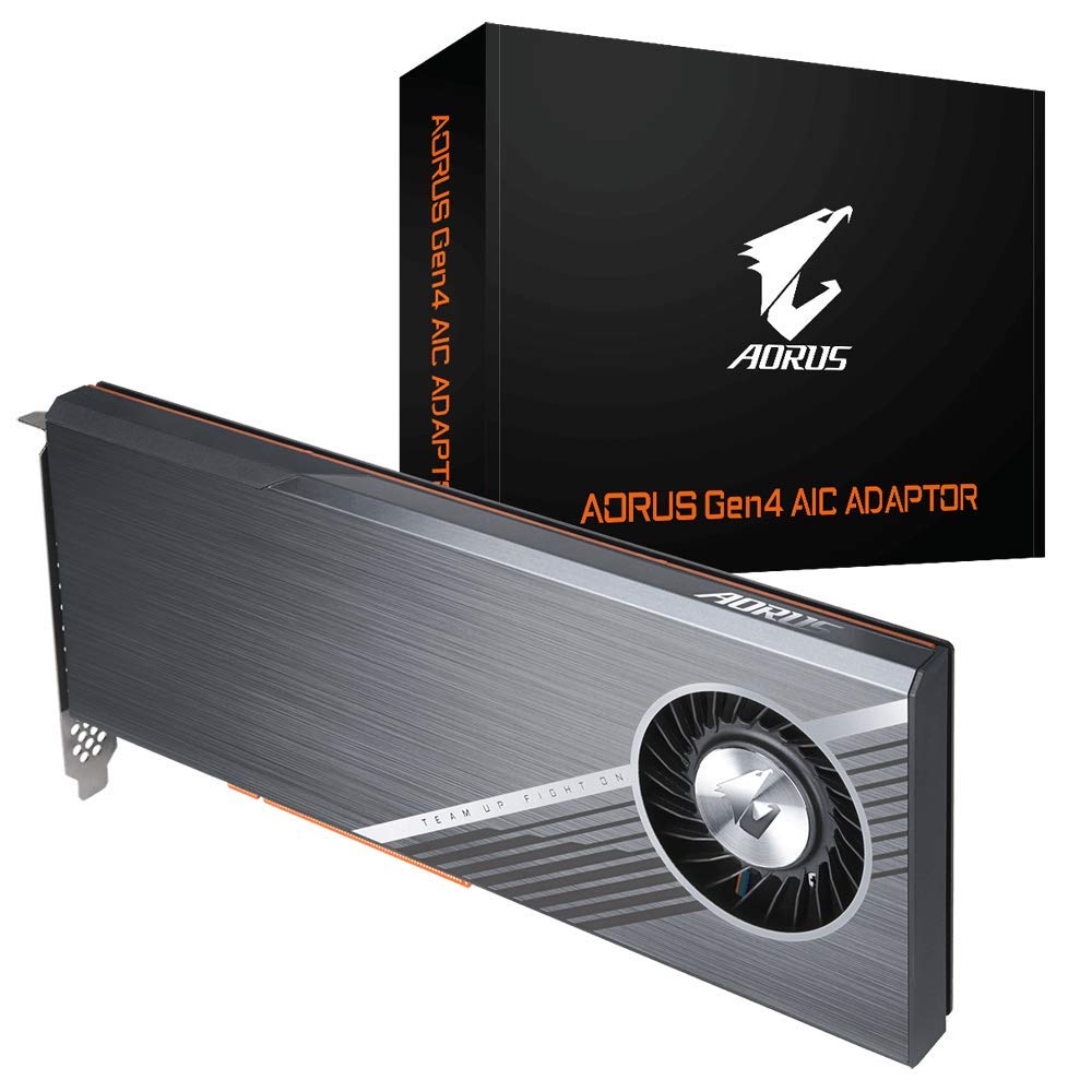 Gigabyte GC-4XM2G4 (AORUS Gen4 AICアダプタ、盛りだくさんPCIe 4.0、PCIe 4.0 SSD用の然ばかりなサーマルソリューション)。