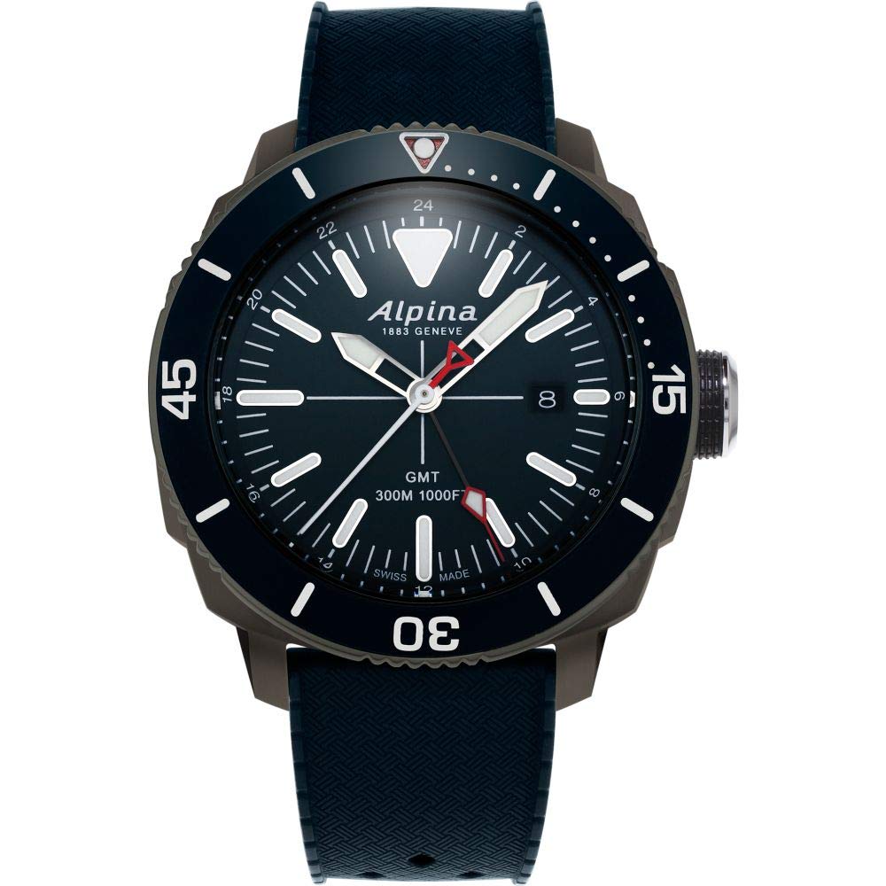 Alpina メンズ Seastrong ダイバー 300 GMT 石英 夜光目じるし 単道のりベゼル 1 000フート WR  44粍  青碧  ダイバー
