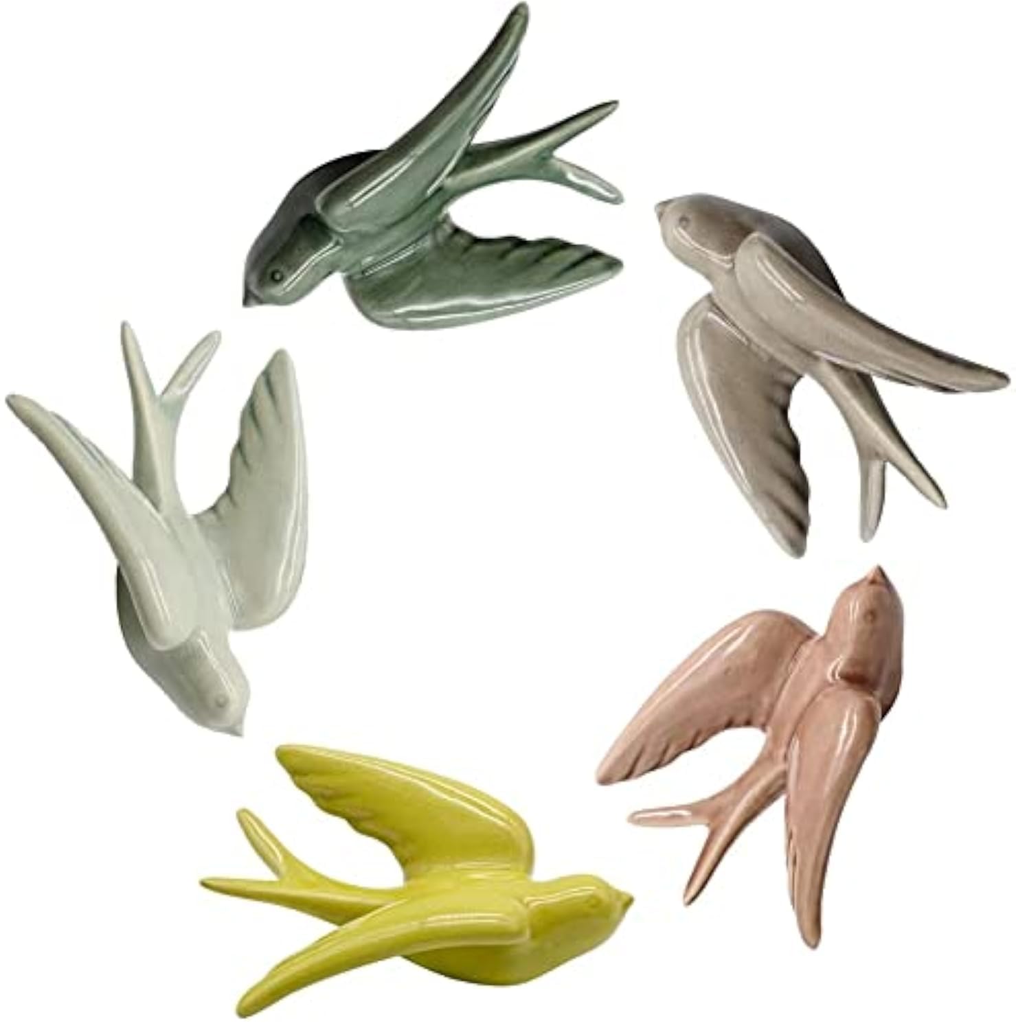 Dorlotou 陶芸吊り下げツバメ 黄雀 鳥 壁かざり付ける かざり付ける 3D ヨーロピアンレトロスタイル 壱大きさ マルチ色合い リビング 昼御飯お部屋 (仕掛ける)