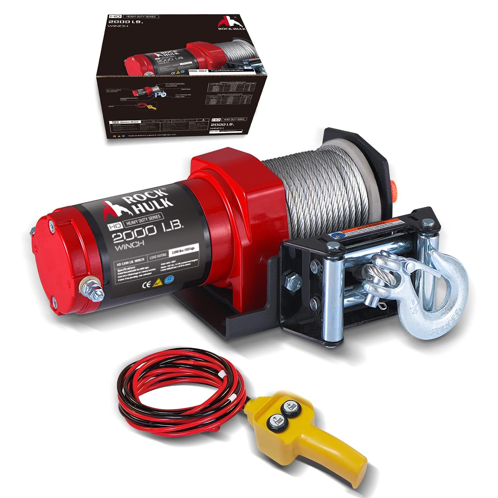 RUGCEL WINCH 2000ポンド 12V ATV/UTV 電動ウインチ、オフロード防水スチールケーブルウインチ ATV UTV 牽引トレーラーウインチ用