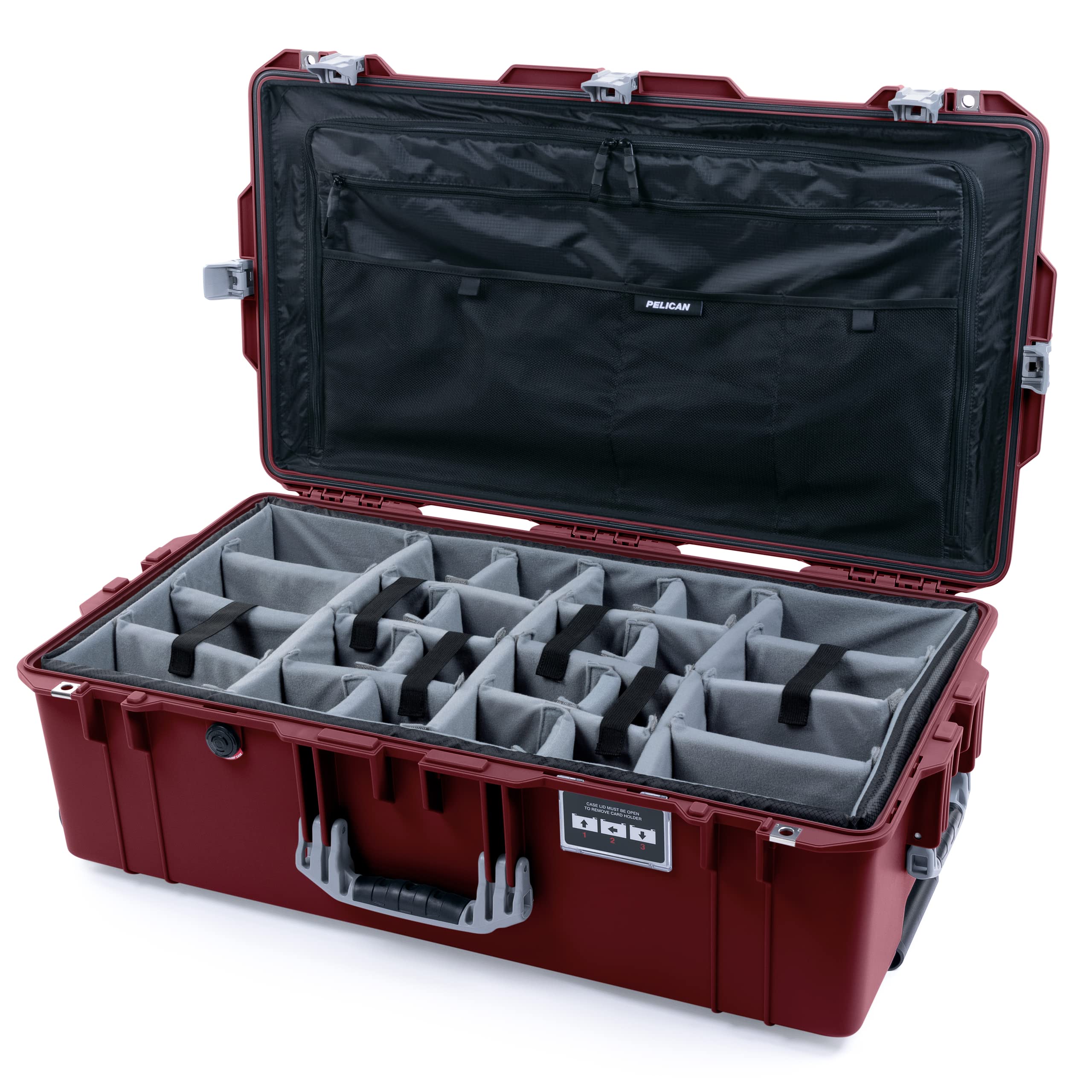 Oxblood \u0026 Silver Pelican 1615エア湖容れもの 薄墨色CVPKGディバイダー\u0026コンボリッドポーチ付き添い人
