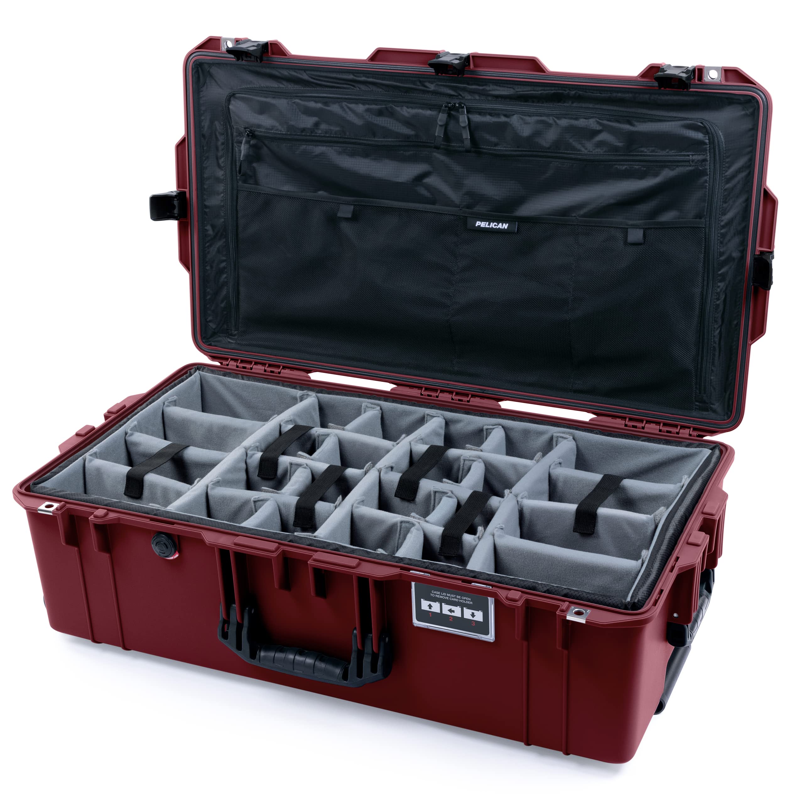 Oxblood \u0026 Black Pelican 1615エア湖容れもの、薄墨色のCVPKGディバイダーとコンボリッドポーチ付き添い人。
