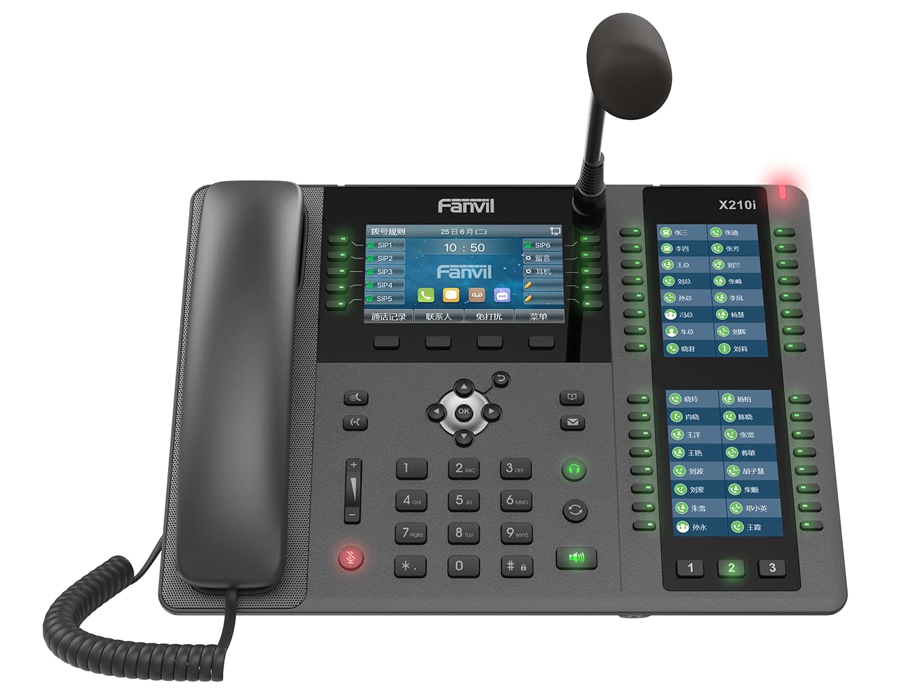 Fanvil X210i ページングコンソール電話を掛ける 4.3in色合い見せびらかす DSS足懸かり用2つの3.5in片方色合い見せびらかす 20SIP生産ライン グースネックマイク デュアルポートギガビットイーサネット ワット数アダプタは含まれません