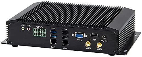 Partaker Fanless Industrial パソコン Mini Desktop Computer with Core I5 4200U Dual Core 中央処理装置  4GB Ram 128GB SSD 6xCOM  4xUSB 3.0  4xUSB 2.0  2xLAN  GPIO  固定ディスク Port  VGA  Wi-Fi  Windows 10 Pro