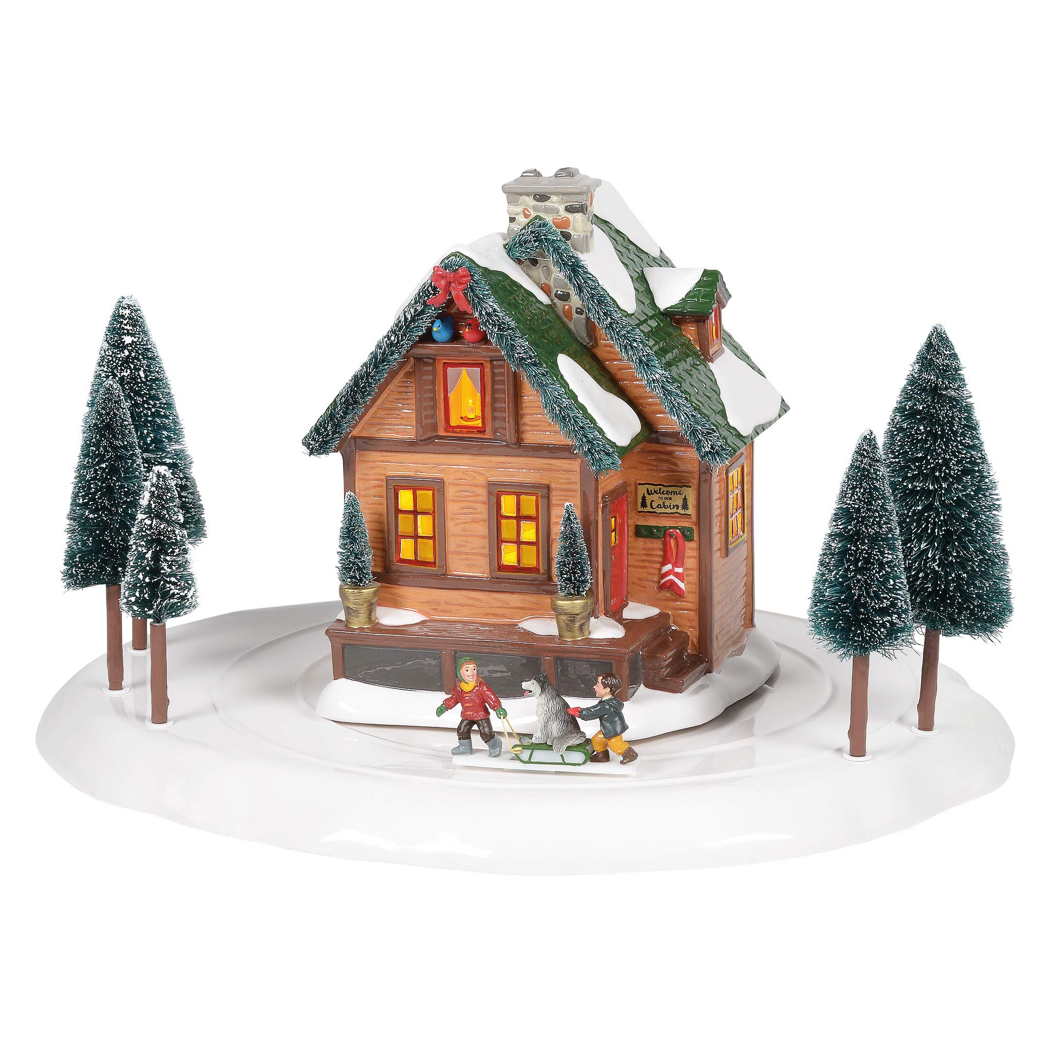Department 56 オリジナル スノービレッジ 冬 ワンダーランド キャビンライト アニメーションビルディングとアクセサリーセット 8.66インチ マルチカラー