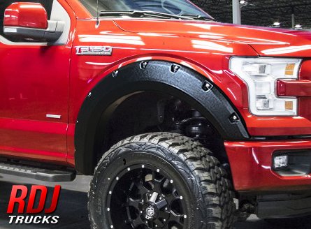 RDJ Trucks PRO-Offroad ボルトオンスタイルフェンダーフレア - フォードF150 2018-2020に適合 - 4枚セット (滑らかなサイスキン付き)