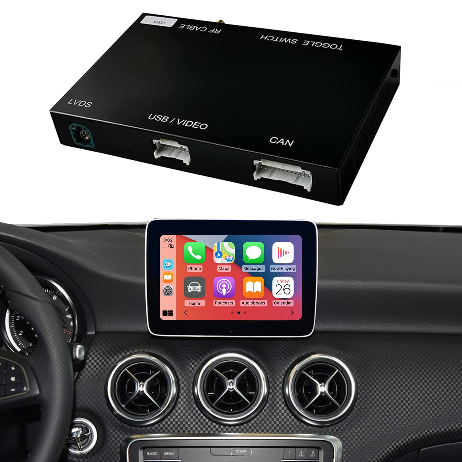 Road Top 無線電話 Carplay 無線電話 Android Auto メルセデスベンツ B C E G S V GLC CLA GLE GLS Class 2015-2018年式 NTG5.0 Carplay Retrofit Kit デコーダー 鏡鑑繋がり リバースカメラ相応う