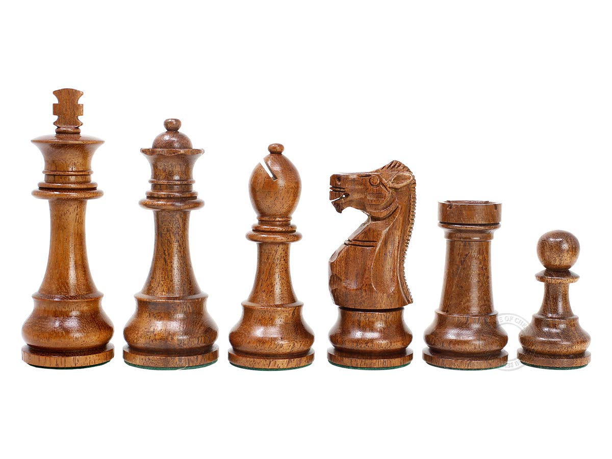 House of Chess - トーナメントチェスセットピース - 特殊なスタントンゴールデンアカシアウッド/ツゲ - 第一人者高さ:3.75in (95粍) - 備蓄の統治女王2個 - 尊厳さ付き添い人