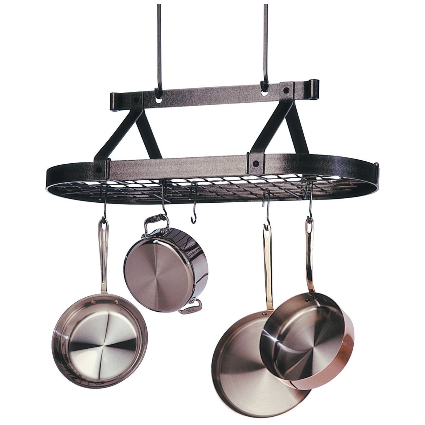 Enclume PR16BWG HS Premier 0.91m Oval Ceiling Pot Rack  Hammered Steel