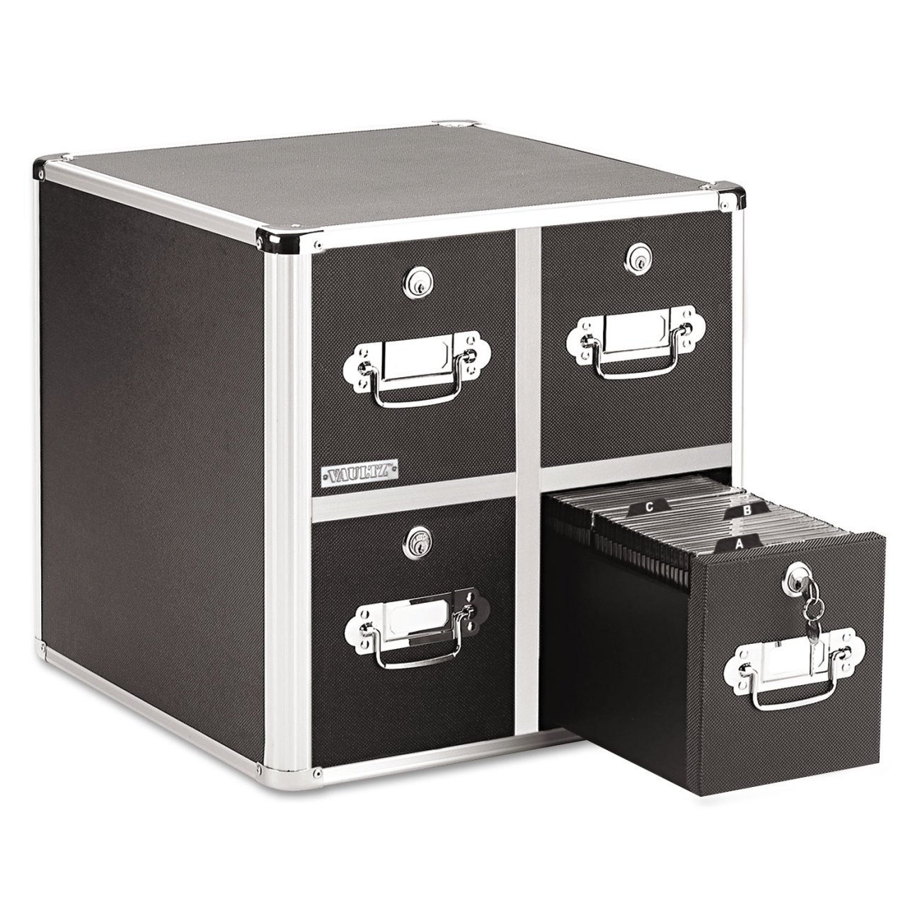 (4 Drawers) - Vaultz Locking CD File Cabinet  4 Drawers  15.25 x 36糎 x 37糎  Black [並行輸入品]