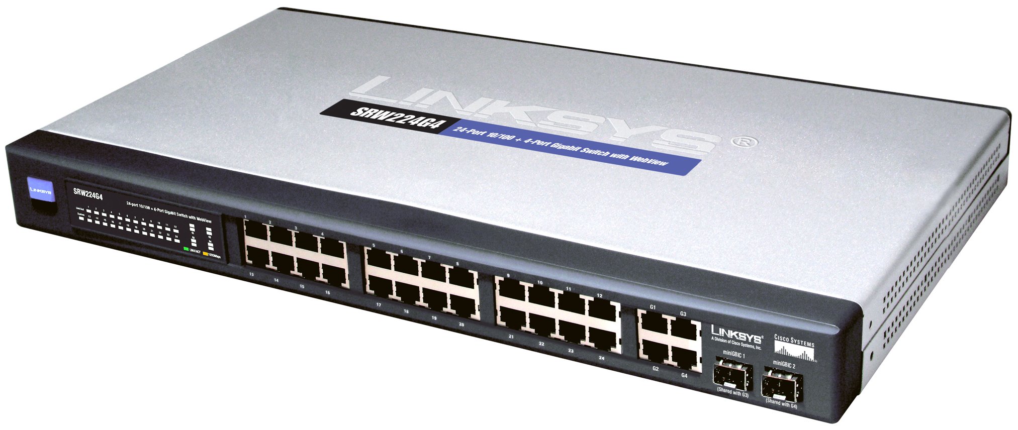 Linksys SRW224G4 24ポート 10/100 プラス 4ポート ギガビットスイッチ ウェブビュー付き