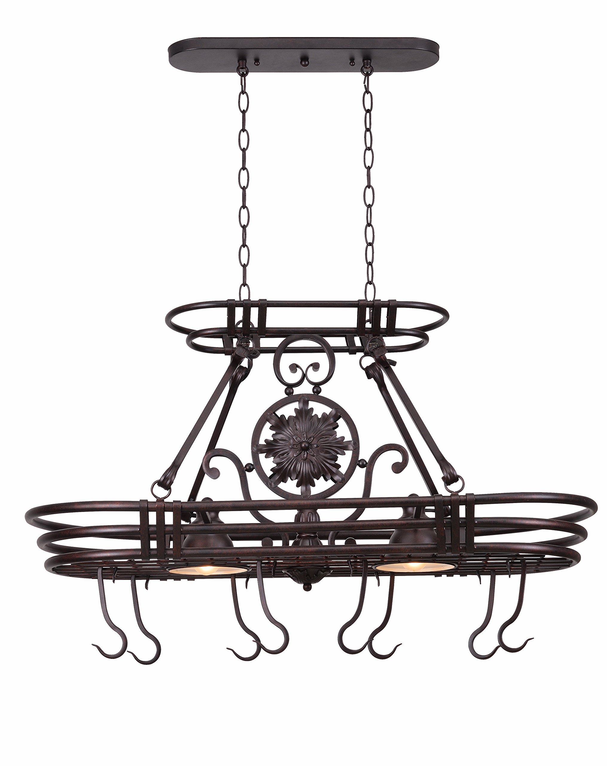 Kenroy Home 90304GC Dorada 2 Light Kitchen Island Pot Rack 22 Inch Height 15 Inch Width 36 Inch Length Gilded Copper｜global研究所