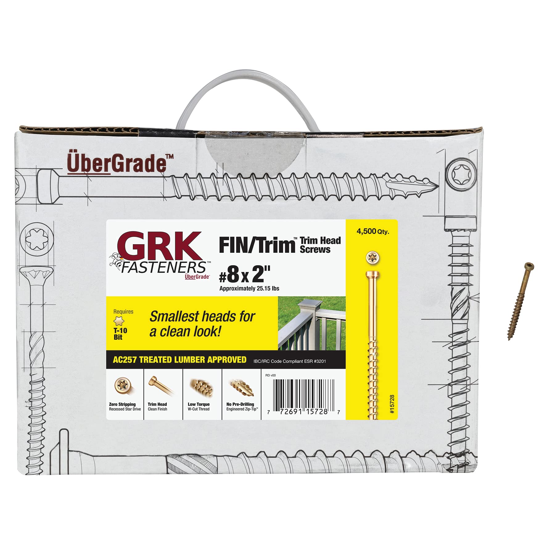 GRK 772691157287 Trim Bulk FIN Number-8 by 2-Inch Screw by GRK