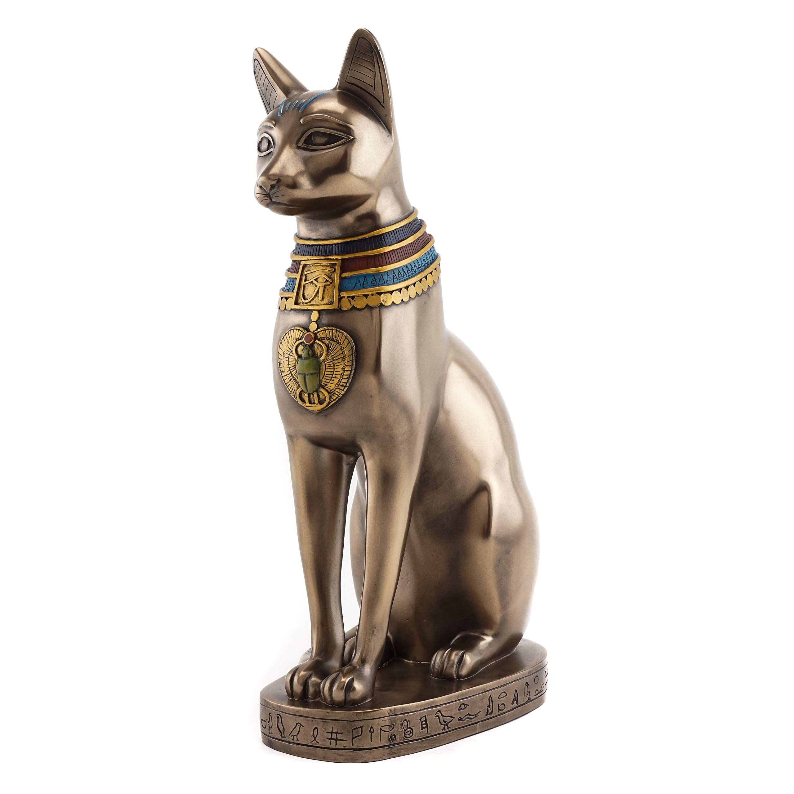 TopコレクションLarge 12.25 H Egyptian Cat Goddess Bastet Figurine。Authenticレプリカto Honor Your Beloved Feline。ブロンズパウダー樹脂と混合 ? Bronze Finish withカラーアクセント