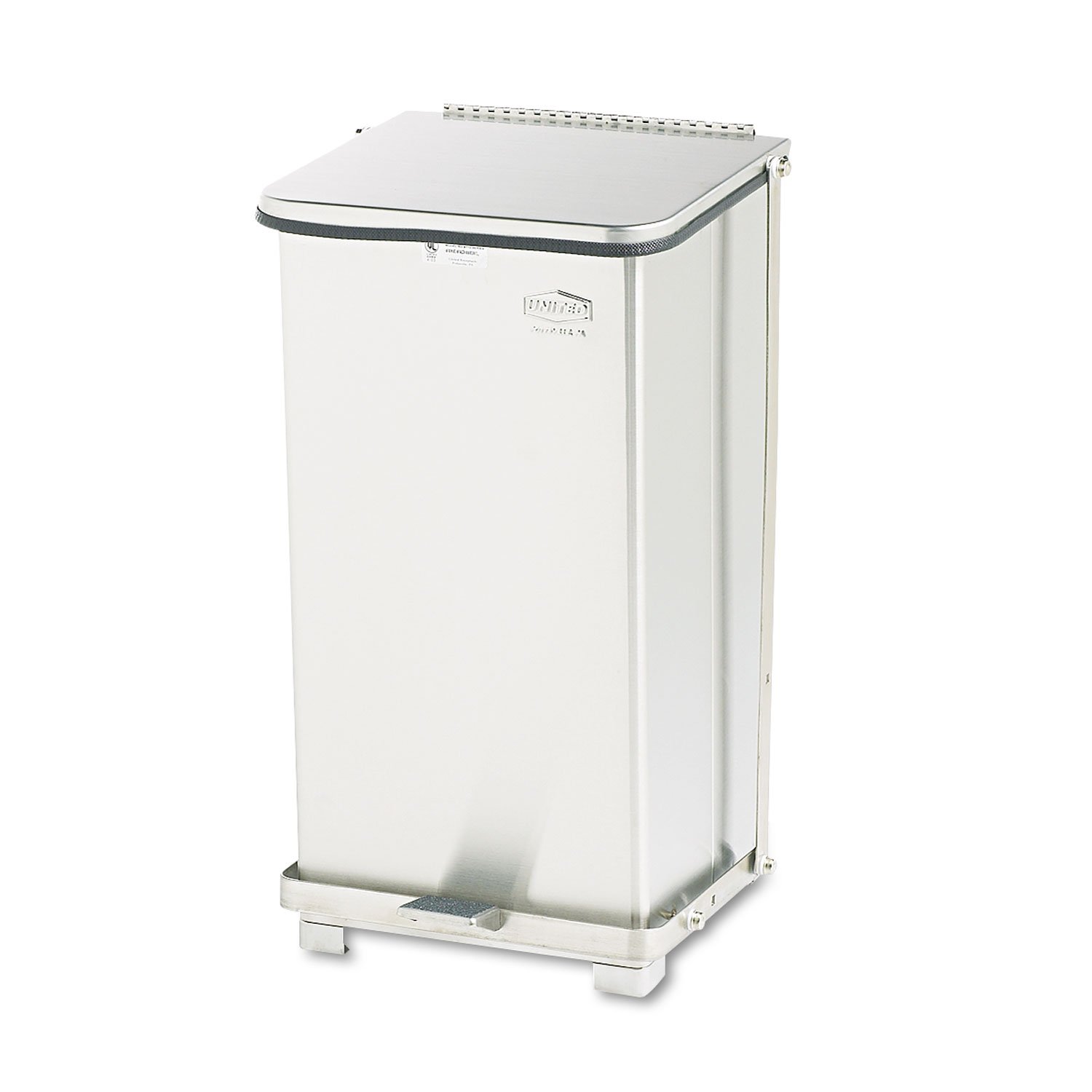 Rubbermaid Commercial ST12SSPL Defenders Biohazard Step Can  Square  Steel  12ガロン  Stainless Steel