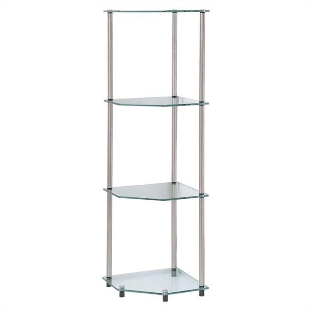 Convenience Concepts Designs2Go Go-Accsense 4-Tier Glass Corner Shelf  Clear Glass by Convenience Concepts