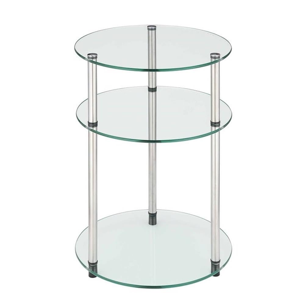 Convenience Concepts Designs2Go Go-Accsense 3-Tier Round Glass Side Table  Clear Glass by Convenience Concepts