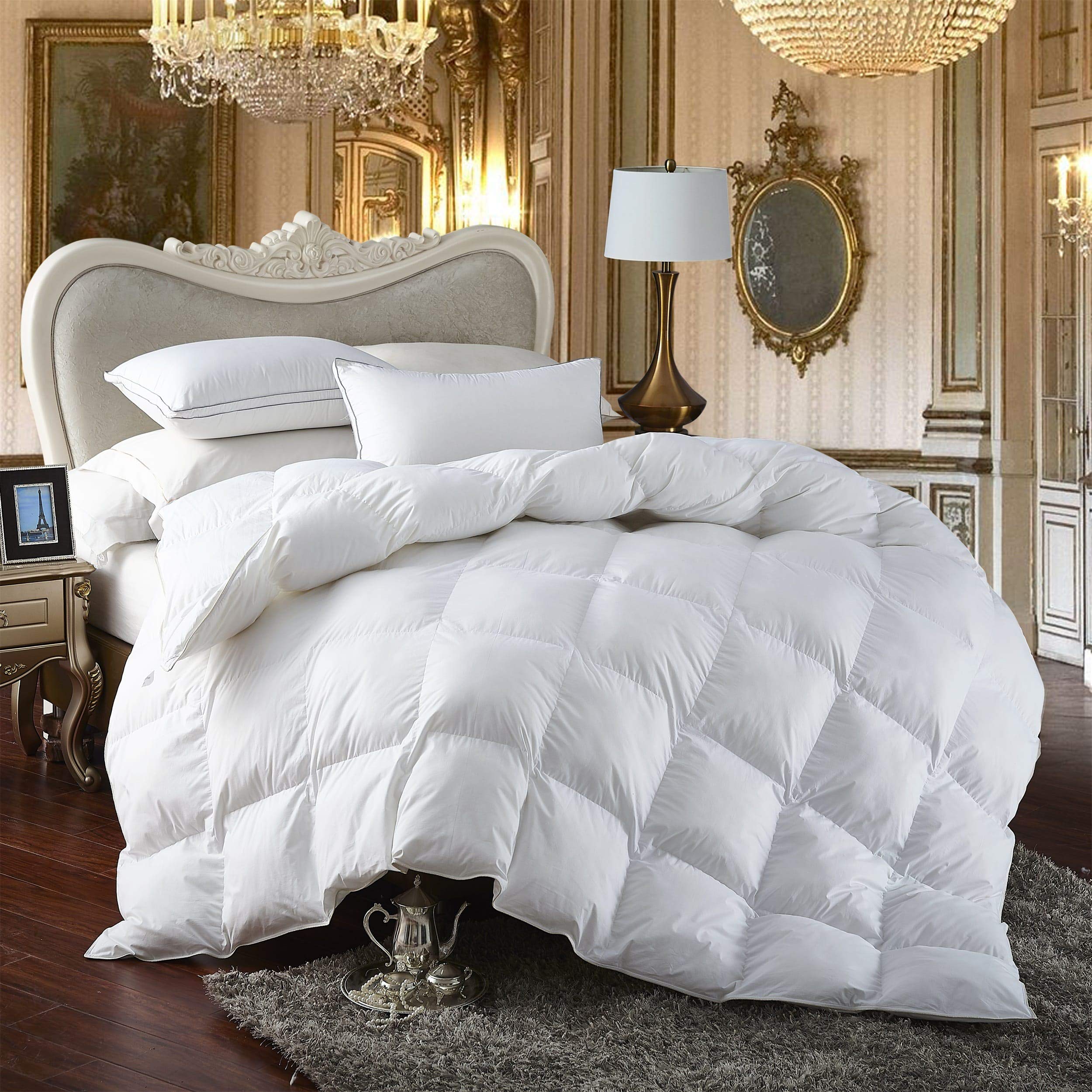 Egyptian Bedding 1200スレッドカウント キング 1200TC シベリアグースダウン掛け布団 750FP ホワイト無地 1200TC|global研究所