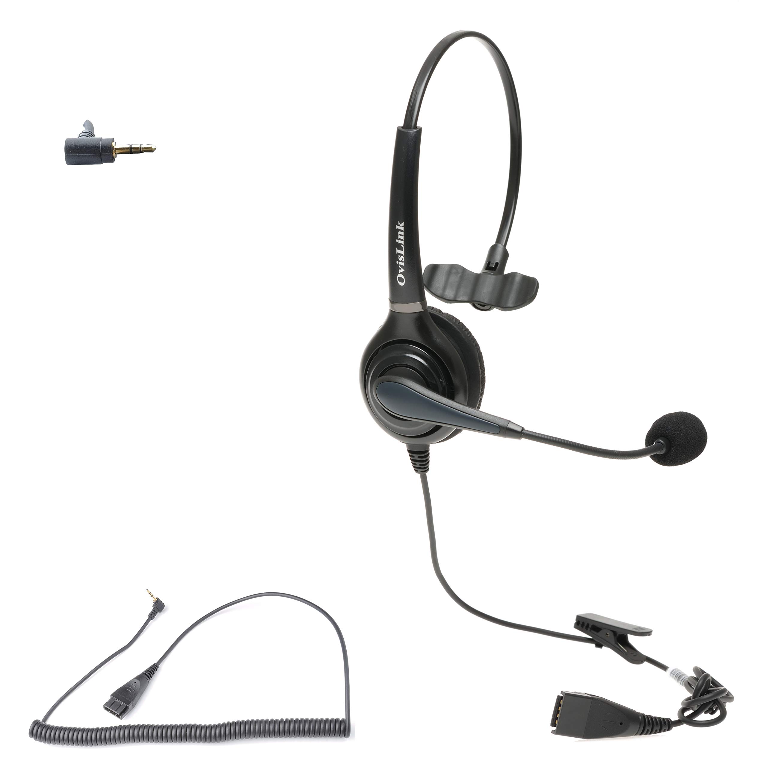 プロフェッショナル2.5mmコールセンターヘッドセット Polycom SoundPoint Pro SE 220 225 IP 321 331 Cisco SPAシリーズ 小型ビジネス電話用 ノイズキャンセリングマイク 一日中快適