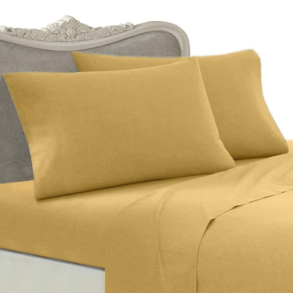 Egyptian Bedding 600スレッドカウント エジプト綿シーツセット クイーン ゴールド 無地