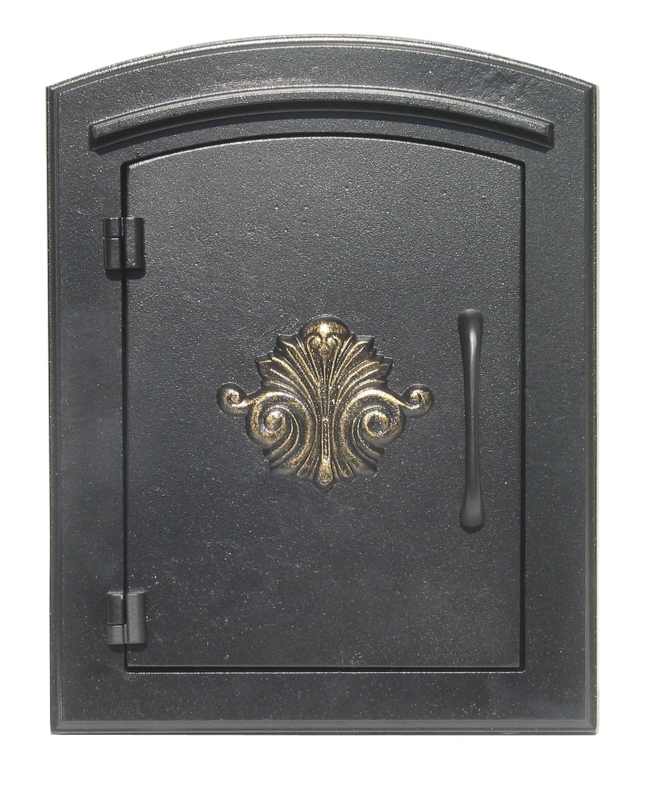 QualArc MAN-1401BL Manchester Column Mount Mailbox with Decorative Scroll Door in Black by Qualarc