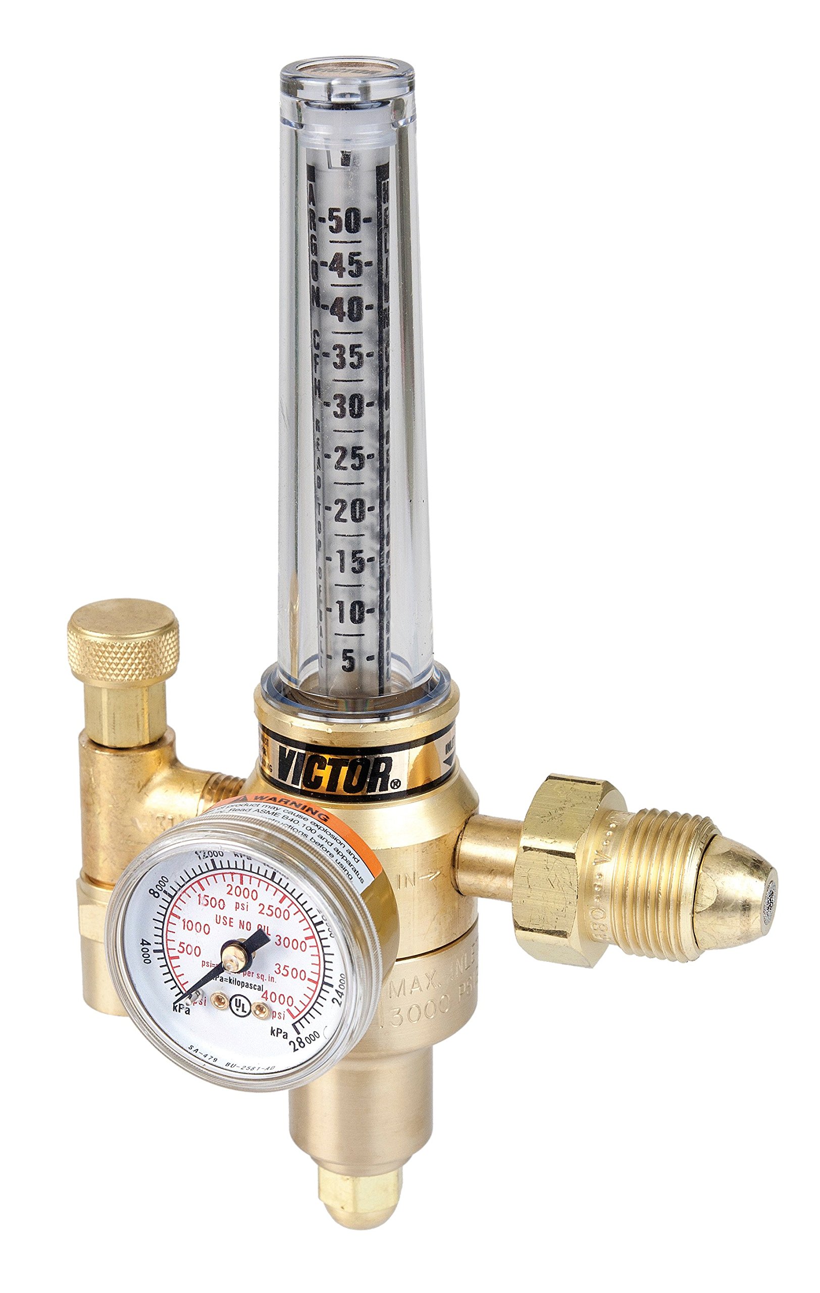 Victor Technologies 0781-2728 HRF-2480 Medium Duty Flow Meter Cylinder Argon/Carbon Dioxide Mix Regulator 7.5-37.5 SCFH Flow Range CGA 320/580 Inlet Connection by ESAB