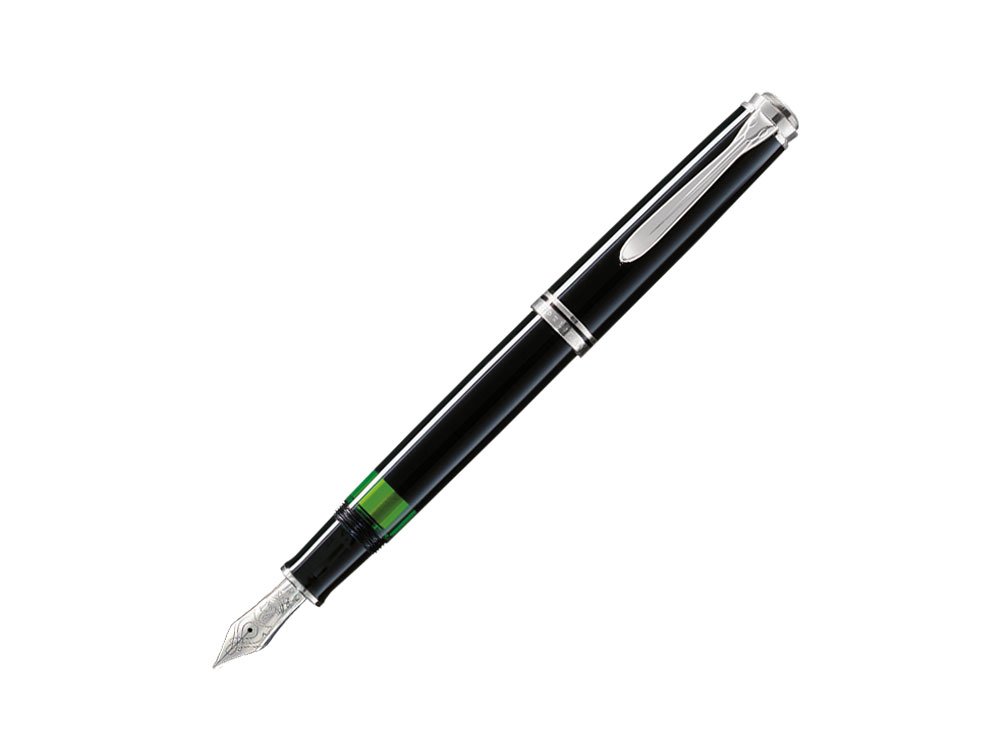 Pelikan Souveran M805 黒いこと/しろがね色 筆 極細