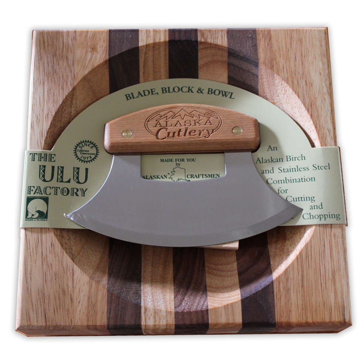 Ulu Factory Ulu Bowl set Birch Handle AK Cutlery by Alaska Ulu Factory