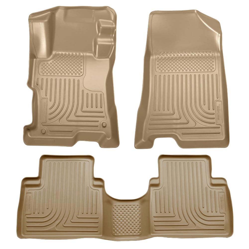 Husky Liners Weatherbeater | 2008 ? 2012 Honda Accord 4ドア フロント&2列目フロアライナー ? タン 3枚 | 98403