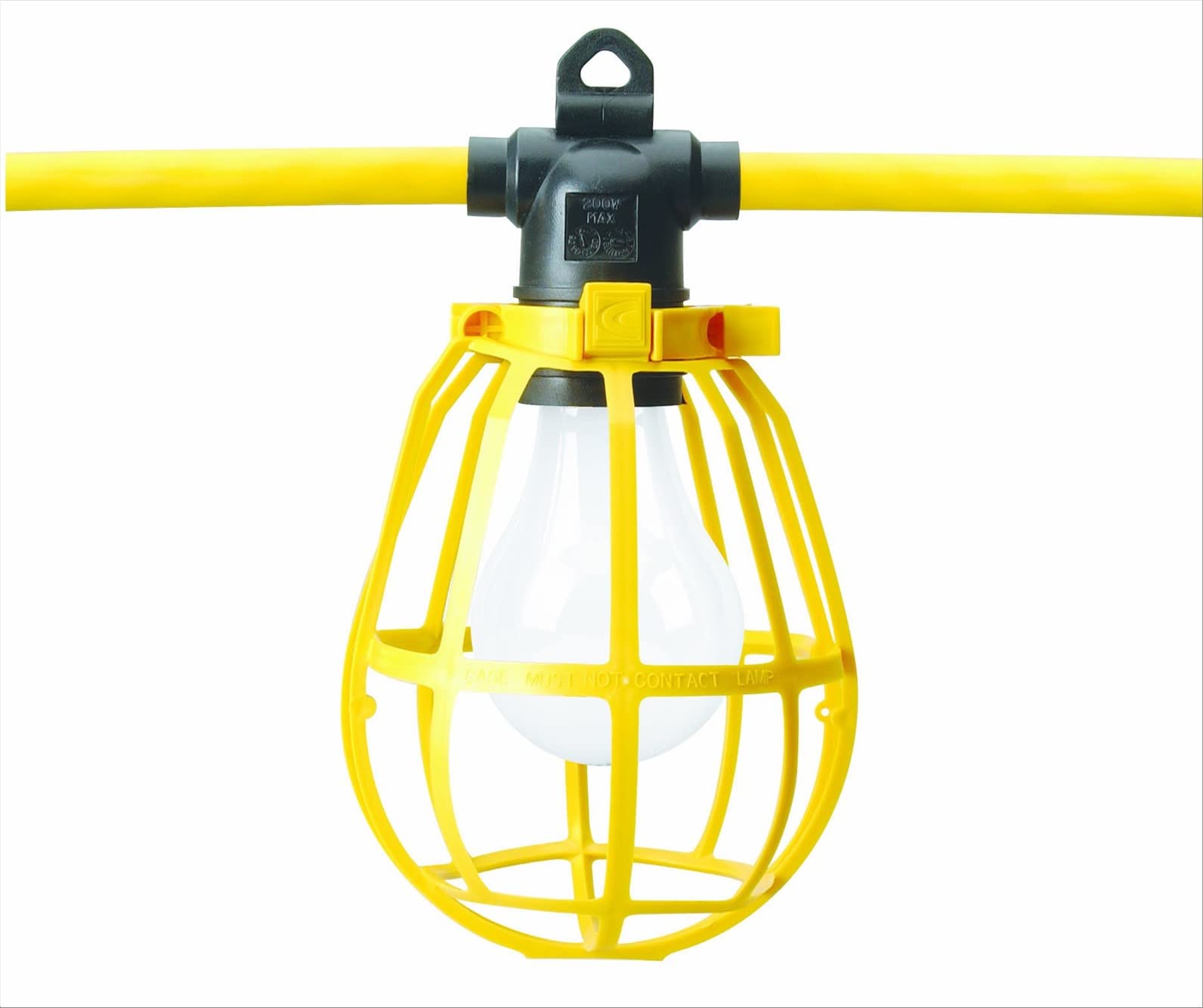 Coleman Cable 07549 Temporary Lighting  100-Foot Cord with 10 Sockets and Plastic Lamp Guards  3-Prong Plugs (5-15P) by Coleman Cable