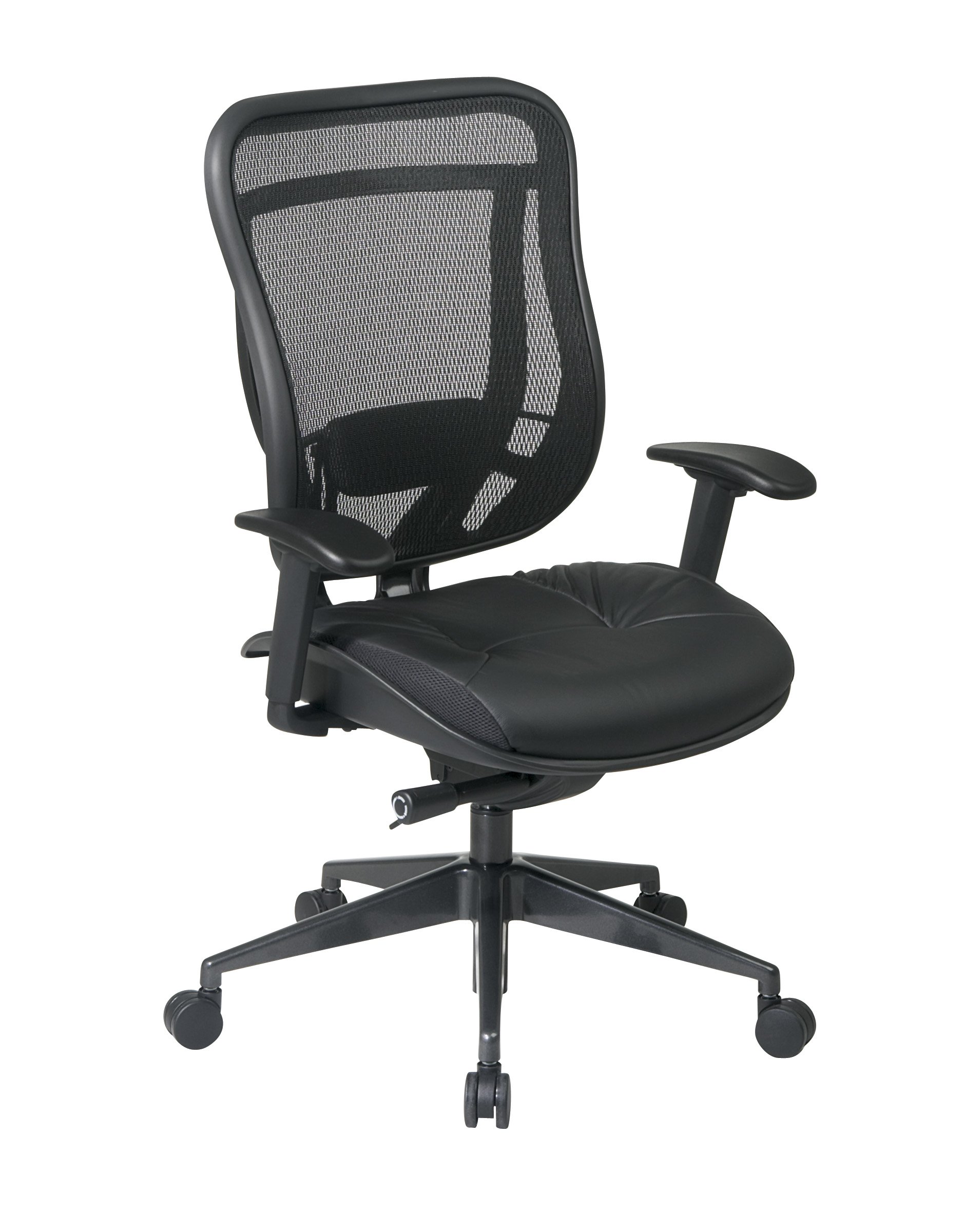 SPACE Seating 通気性メッシュハイバックとパッド入りブラックレザーシート ウルトラ2対1シンクロチルトコントロール シートスライダー ガンメタル仕上げ エグゼクティブチェア 178,109円