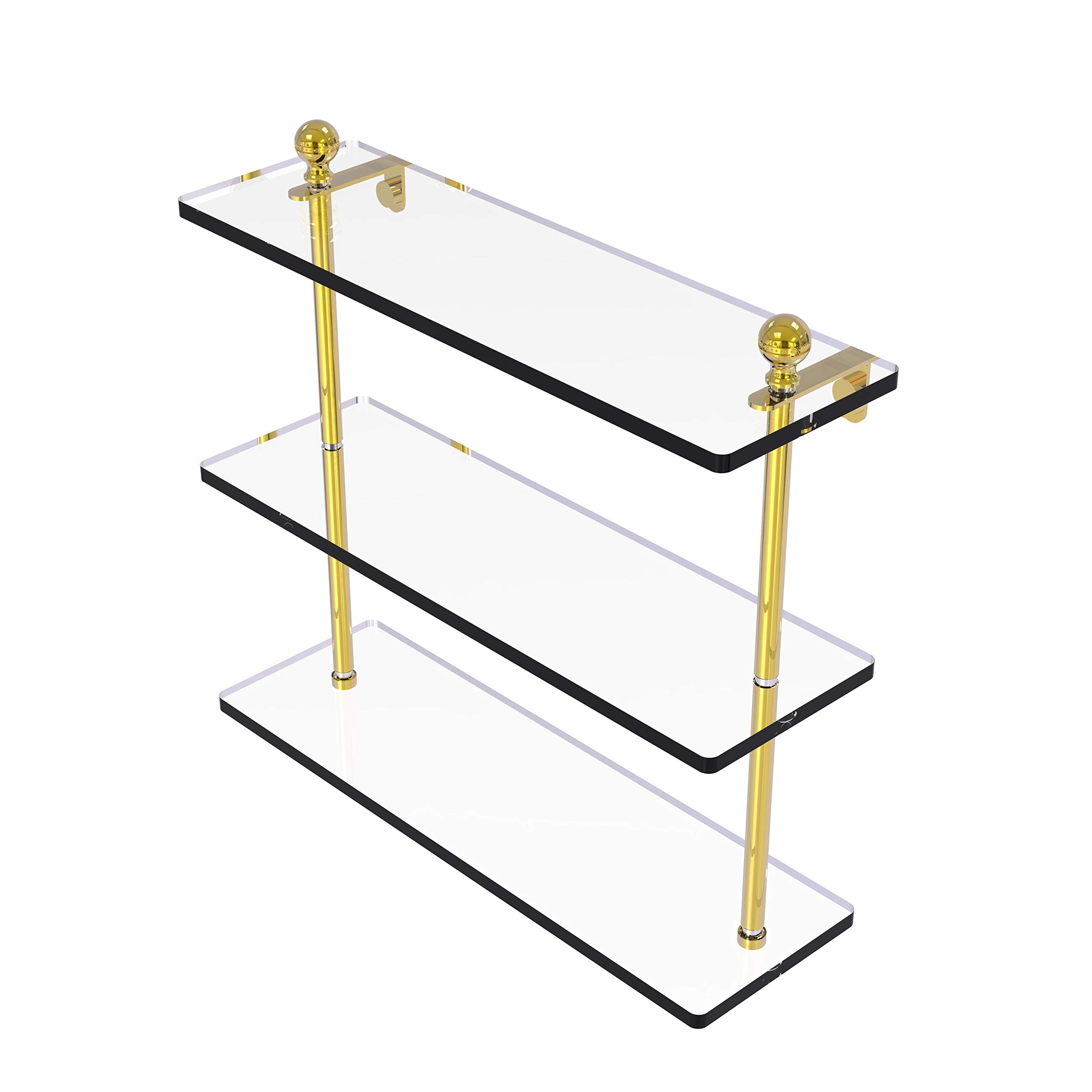 Allied Brass MA-5/16-PB 16 x Triple Glass Shelf Polished Brass
