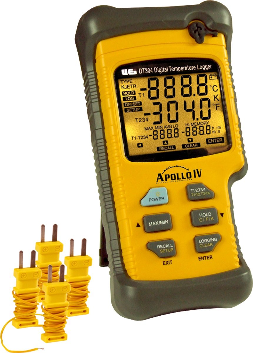 UEi Test Instruments DT304 クアッド入力 IP67 デジタルロギング温度計