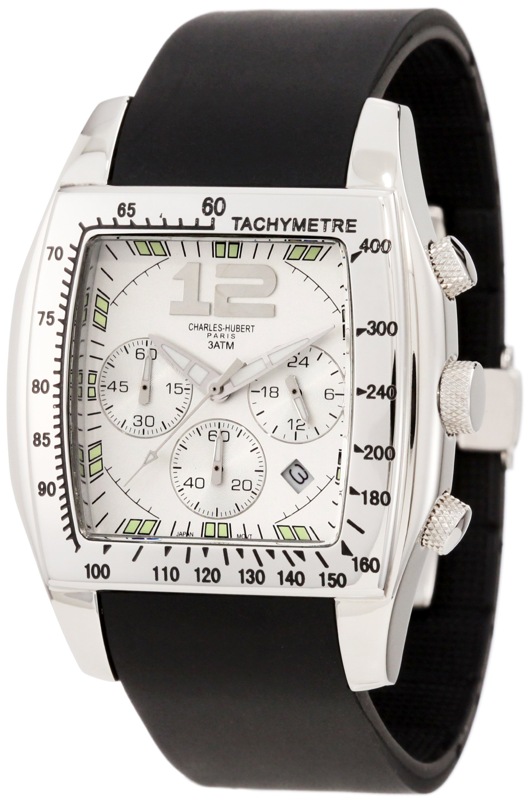 Charles-Hubert- Paris Mens Stainless Steel Case Chronograph Quartz Watch #3728-W