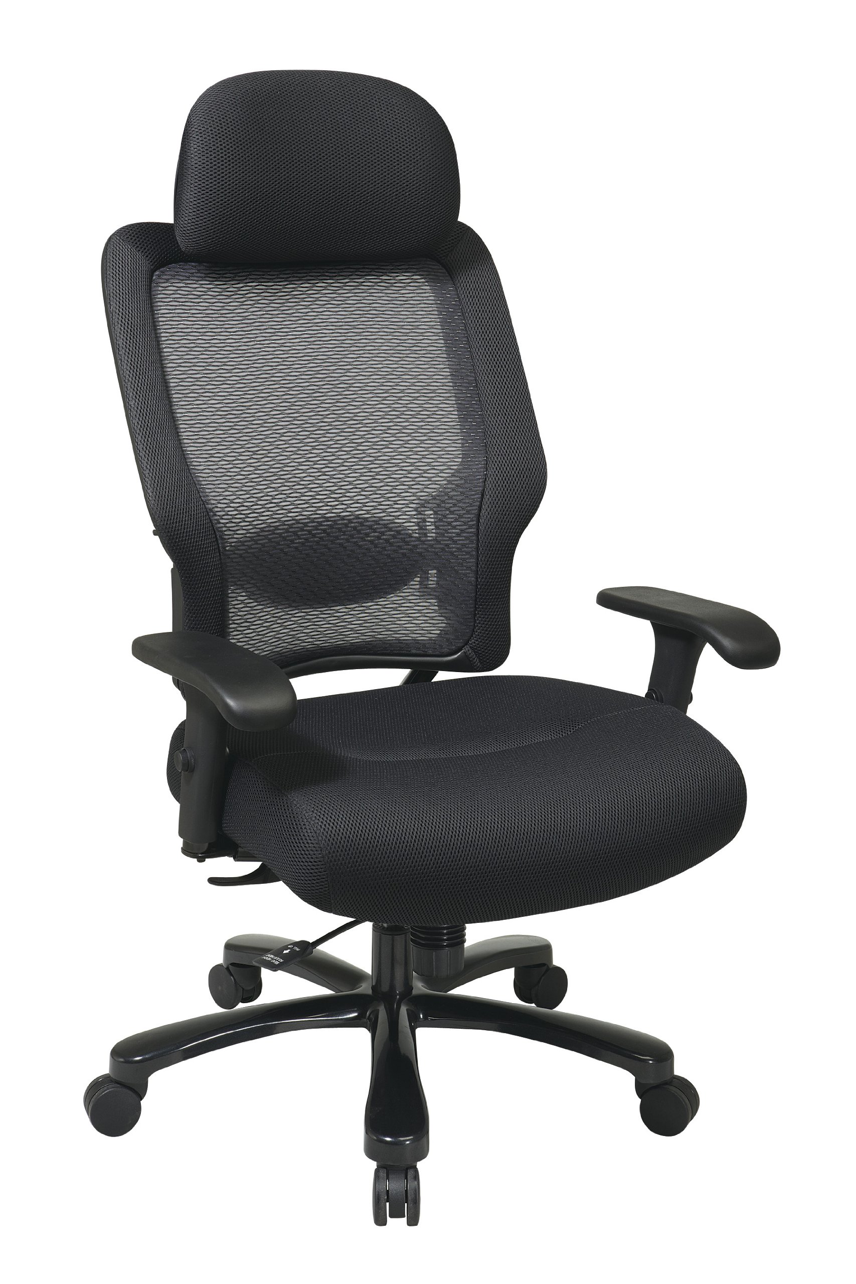 SPACE Seating ビッグ&トール 2層 エアグリッドバック パッド入りブラックメッシュシート 2ウェイ調節可能なアーム 傾斜張力 ランバーサポート ガンメタル仕上げベース エグゼクティブチェア 調節可能なヘッドレスト付き｜global研究所