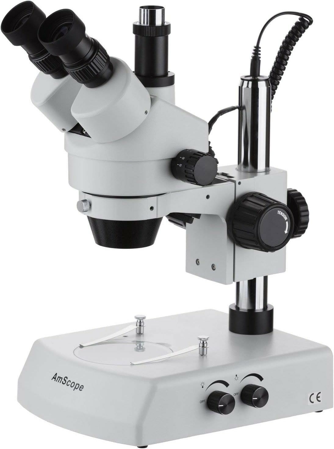 AmScope 3.5X-180X精神測定検査三眼ステレオZOOMマイクロスコープ