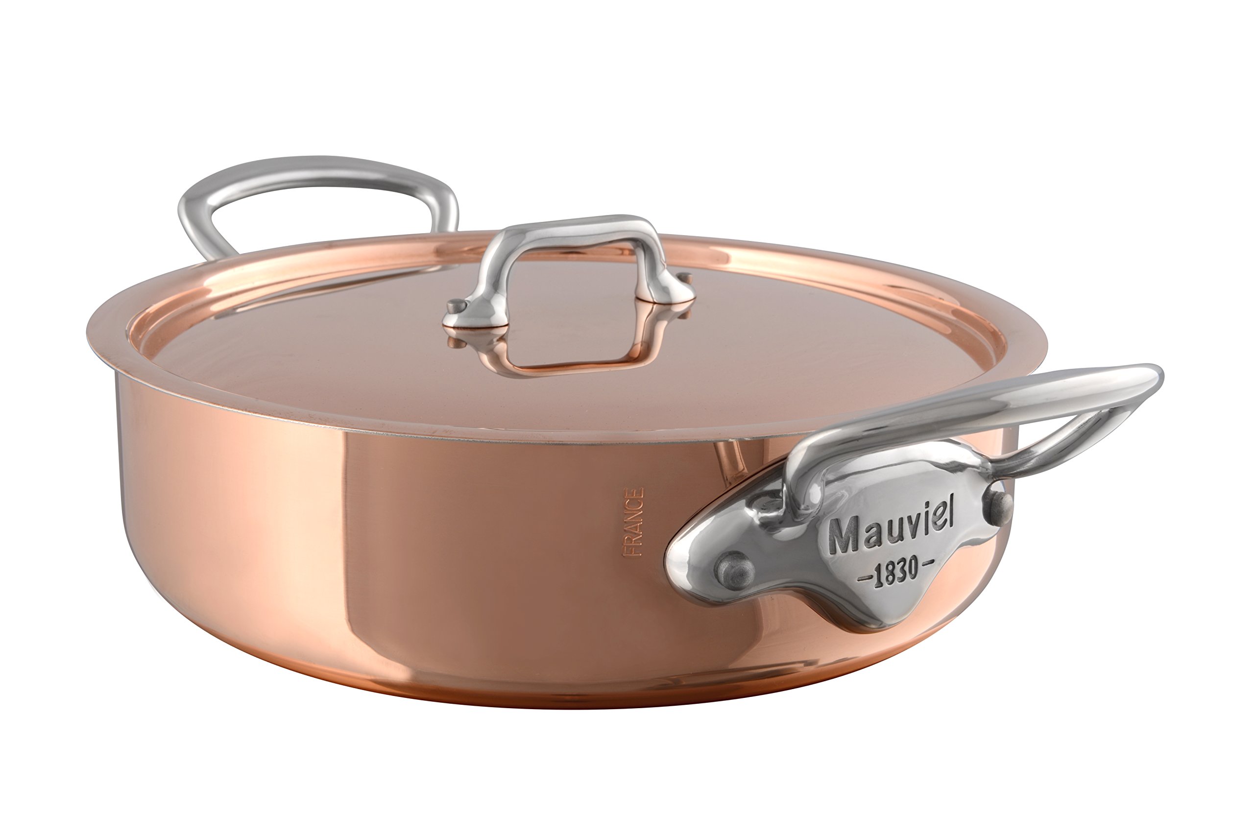 Mauviel Made In France M\u0027Heritage Copper 150s 6130.29 5.8-Quart Rondeau with Lid and Cast Stainless Steel Handle by Mauviel
