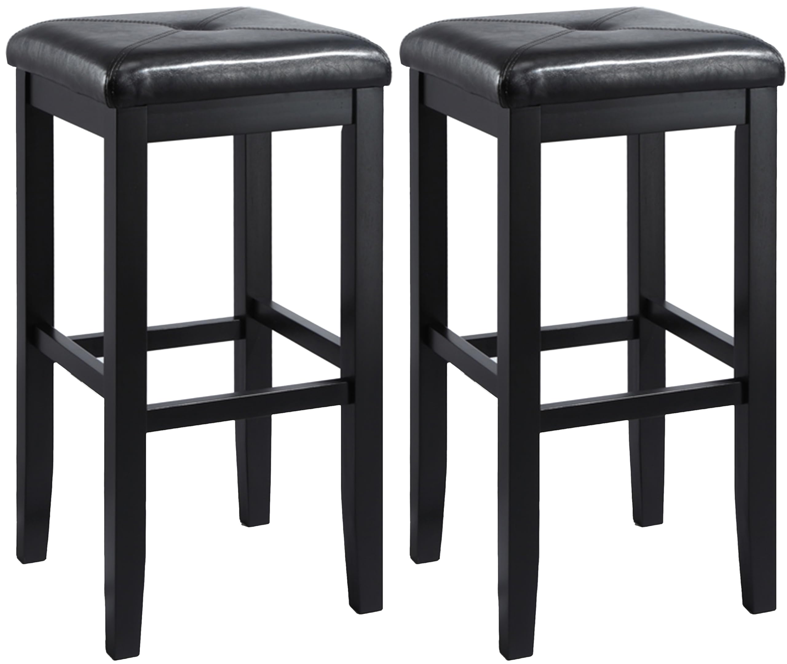 Crosley家具布張り正方形シートバースツールのセット2 ) Set of 2 ブラック CF500529-BK｜global研究所