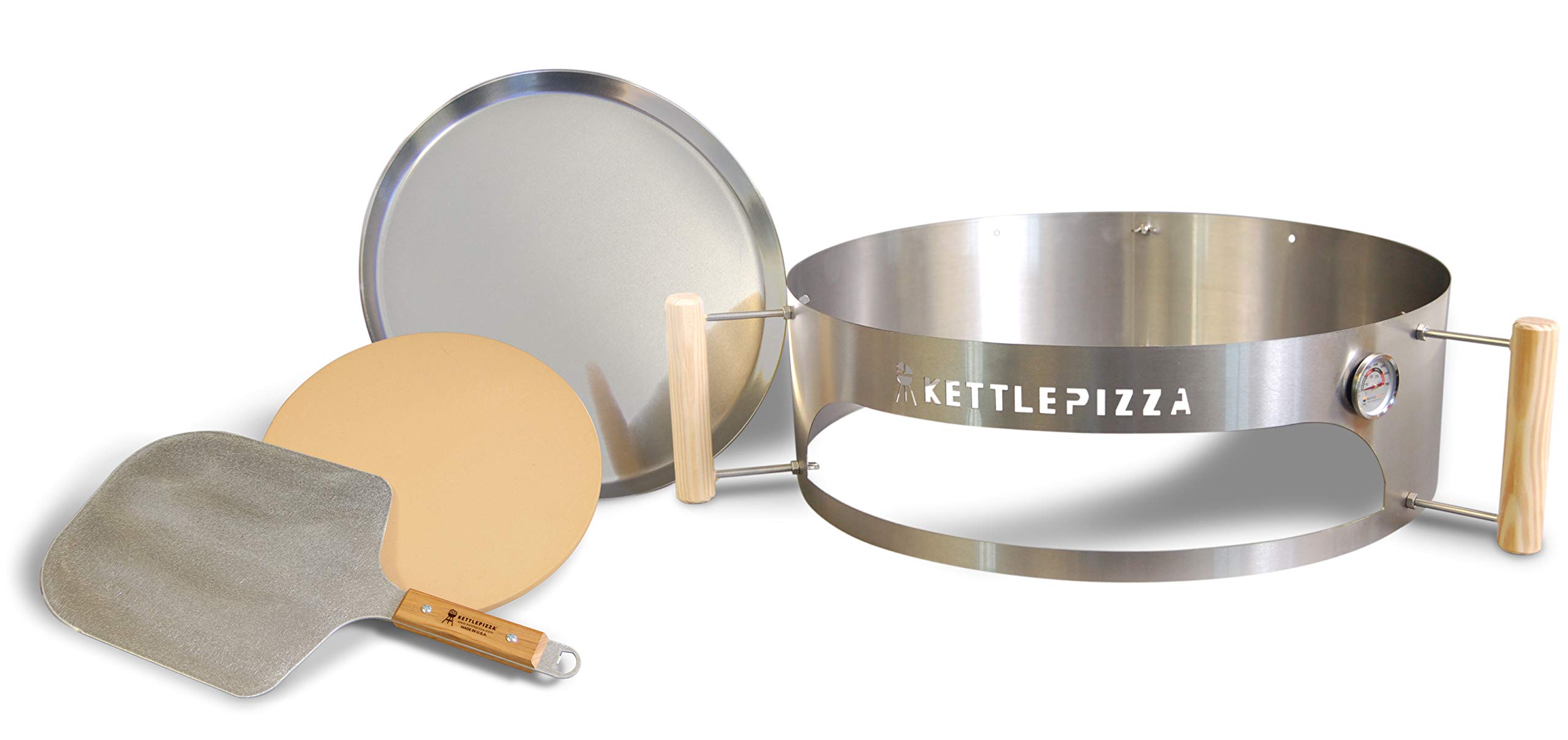 Kettle Pizza(ケトルピザ) バーベキューコンロ・焚火台 ウェーバーBBQ用ピザ窯アタッチメント デラックスキット ピザストーン+アルミピール付き Deluxe USA Outdoor Pizza Oven Kit for18.5 and 22.5 inch Includes Stone and Aluminum Peel|global研究所
