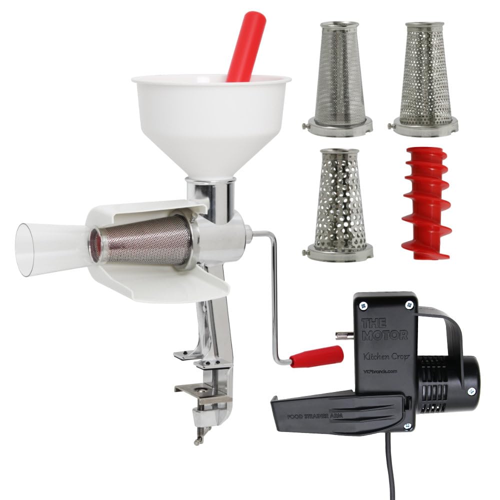 Victorio VKP250 Food Strainer Bundle with Electric Motor and 4-Piece Accessory Kit (6 Items) by Victorio｜global研究所