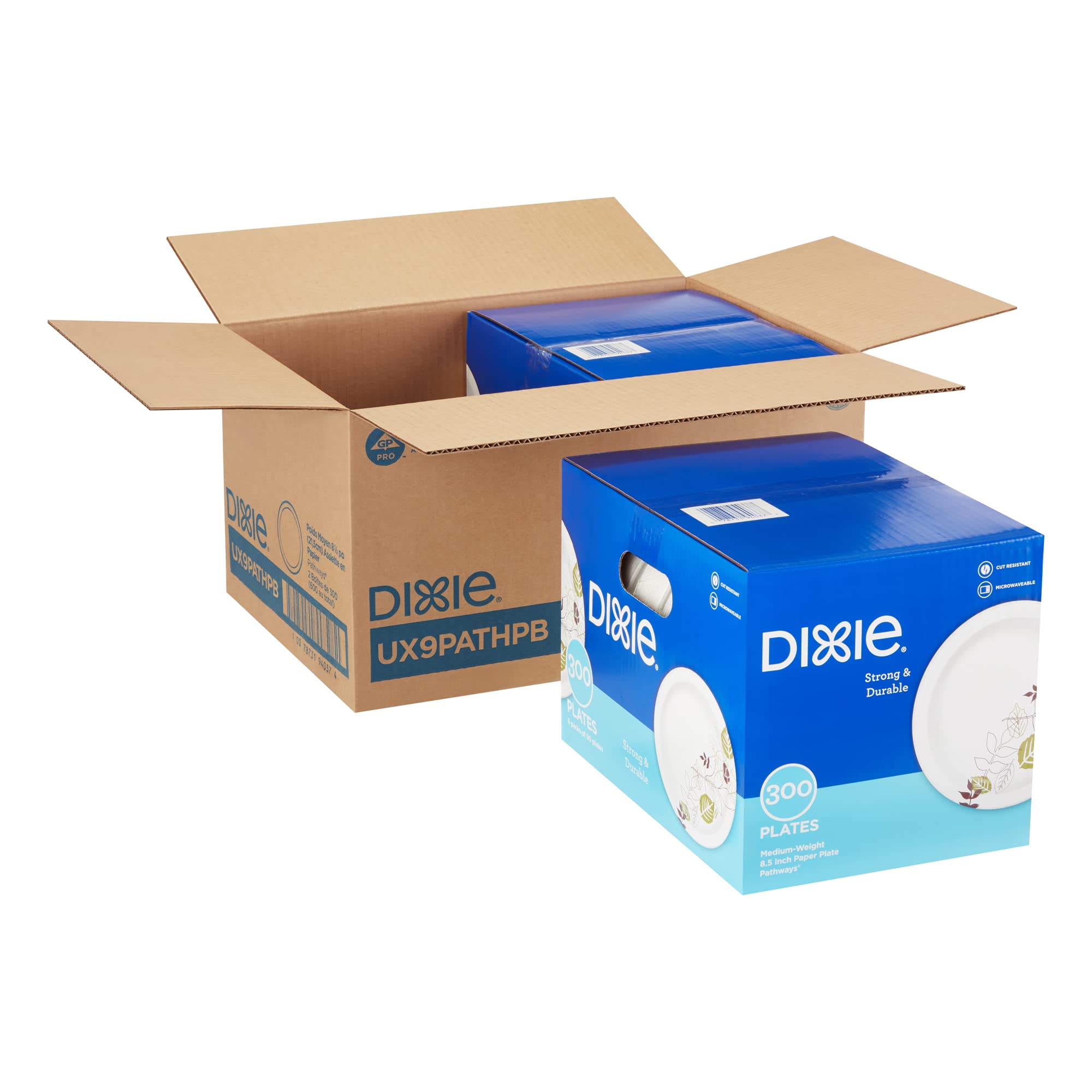 Dixie UX9PATHPB Pathways Wise Size Paper Plates in Dispenser Box 21.6cm Diameter (2 Packs of 300) 29,433円