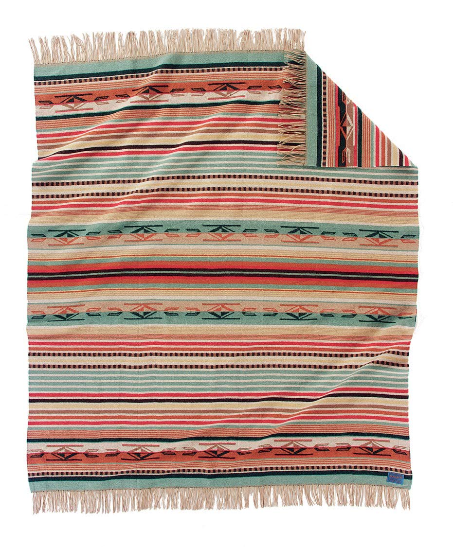 Pendleton クイルバスケット チマヨ フリンジ付きスローコーラル ワンサイズ|global研究所