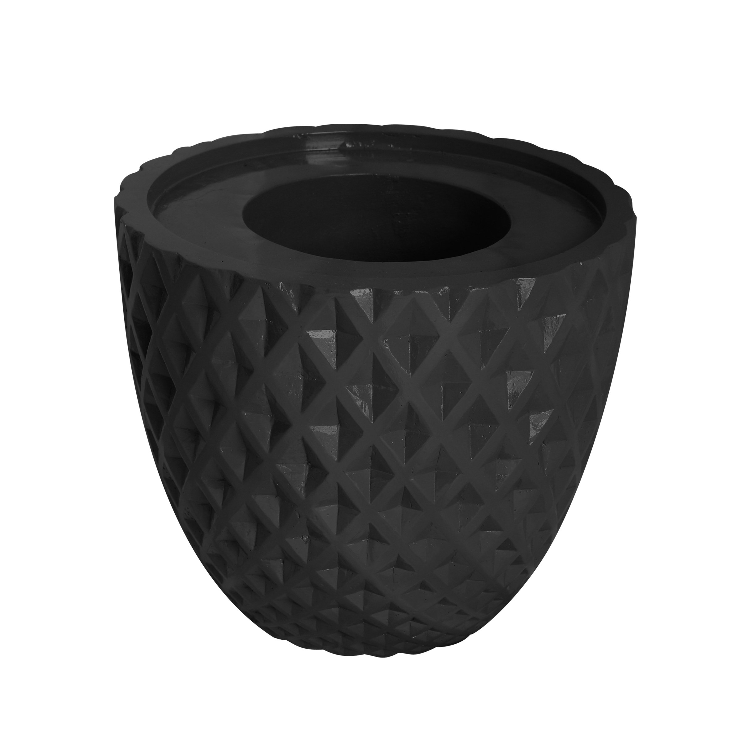 Laura Ashley Honeycomb Fiberstone Planter 16 Inch x 16 Inch x 13.6 Inch%カンマ% in Black Color|global研究所