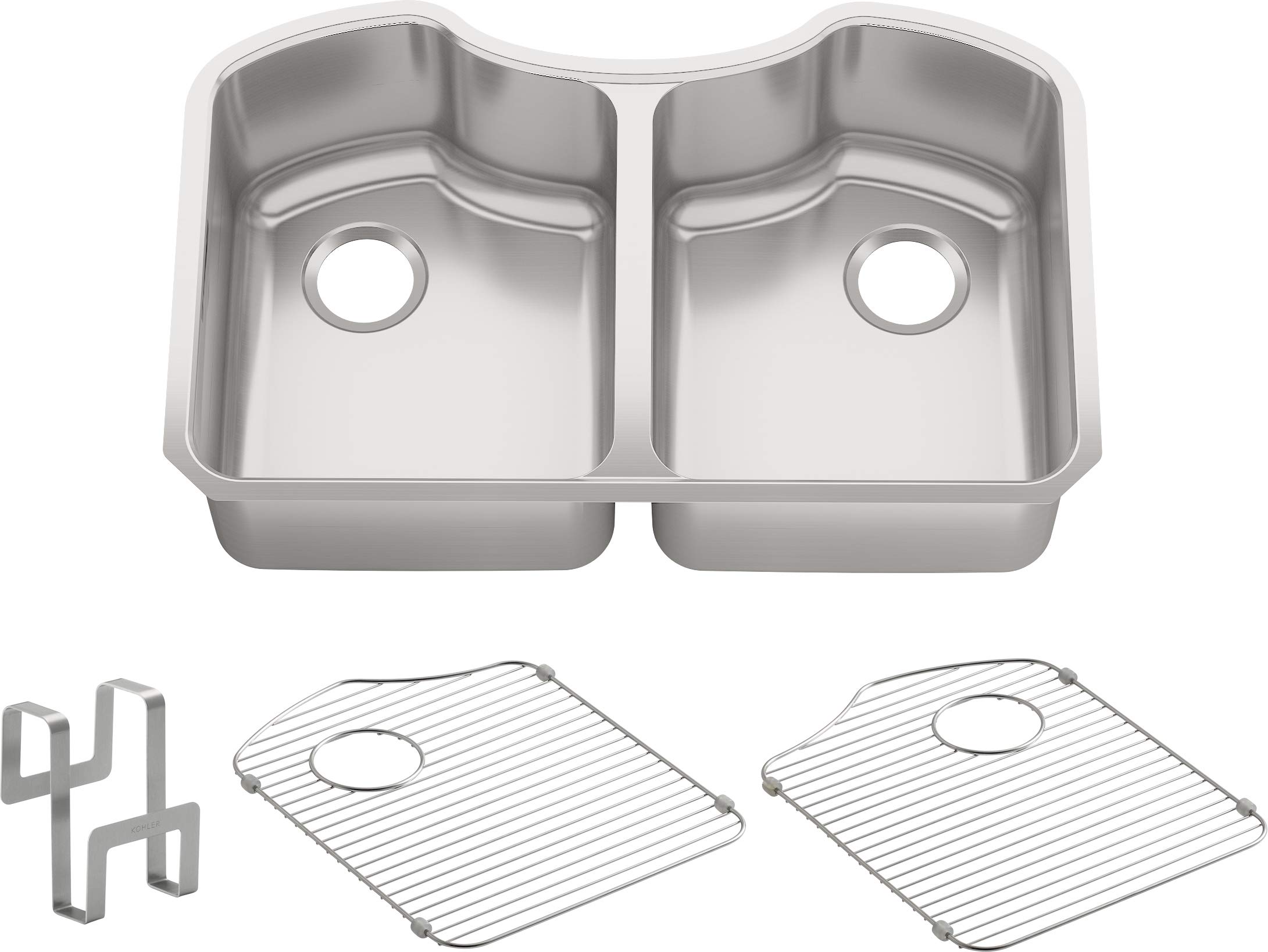 Kohler k-3843 Octave 32 ダブルBasin under-mount 18ゲージステンレススチールKitch、 9.31 x 20.25 x 32.00 inches K-3843-NA 1｜global研究所