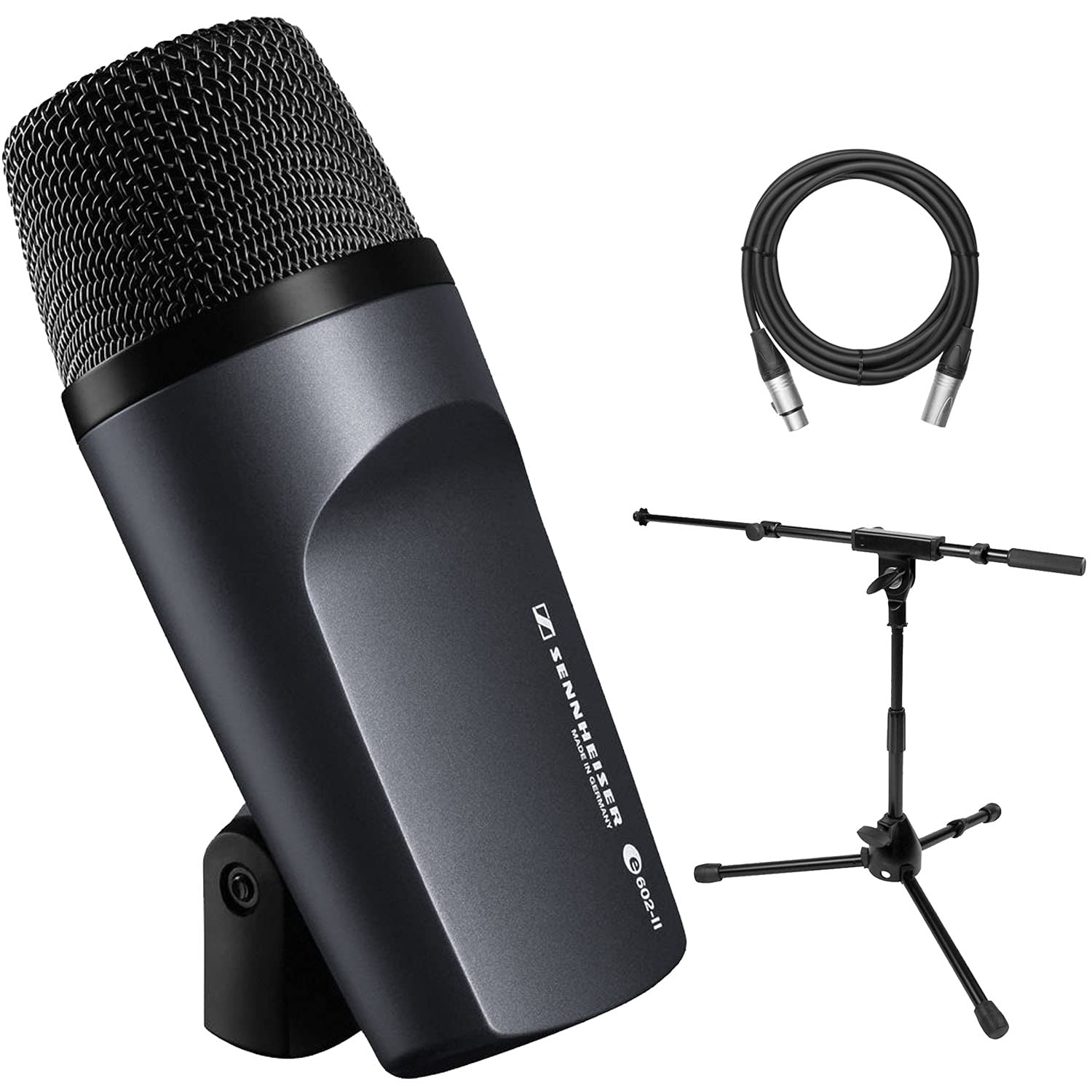 Sennheiser e 602 II カーディオイド ダイナミックインストゥルメントマイク ロープロファイルマイクスタンド付き ブームとXLRマイクケーブル付き|global研究所