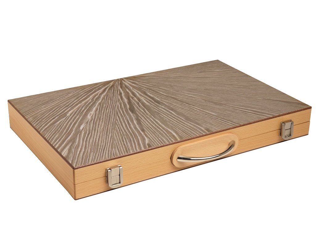 18 Wood Backgammon Set - Olive Wood - Attache Case