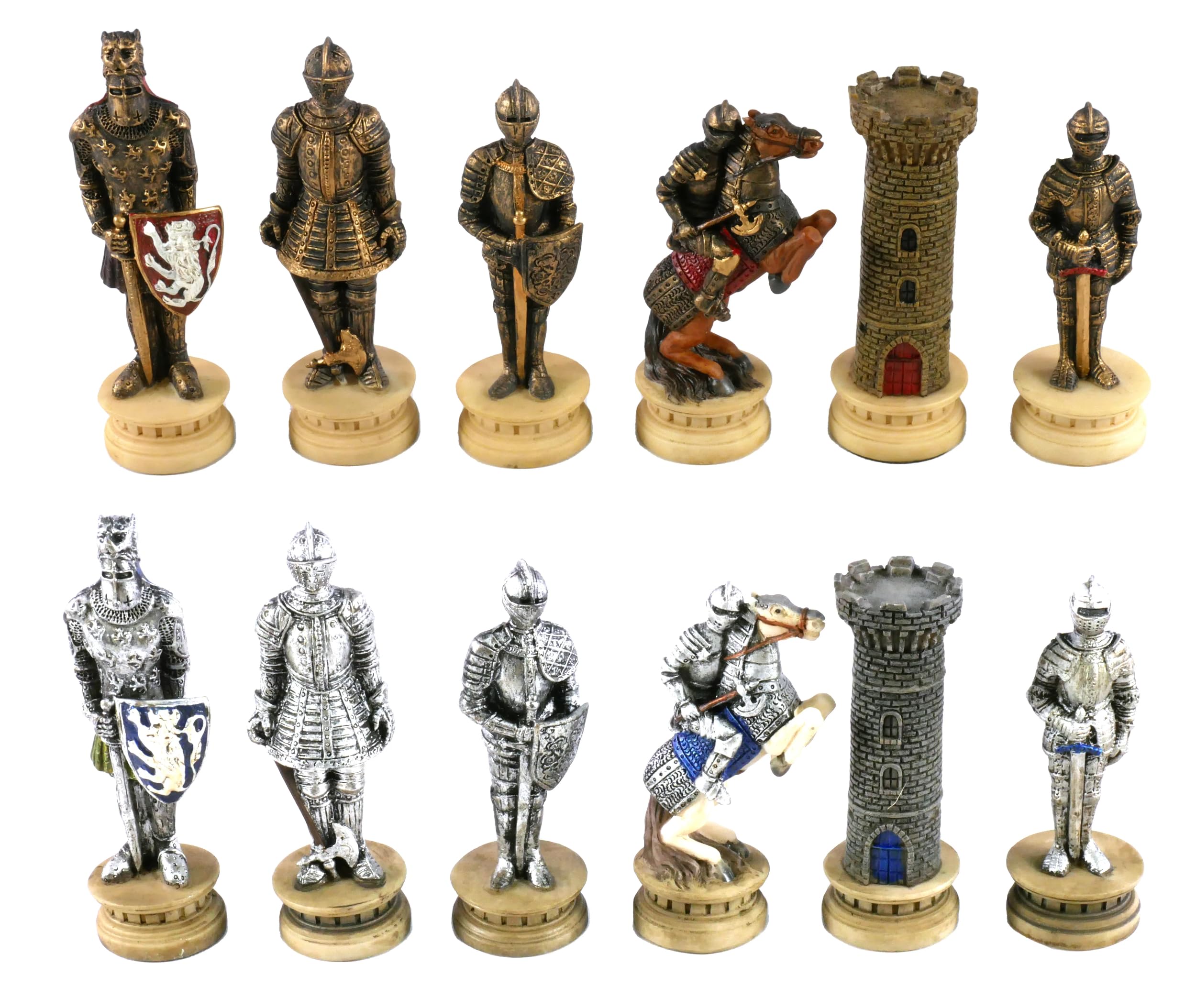 Medieval Times Armored Knights Painted Resin Chess Pieces|global研究所