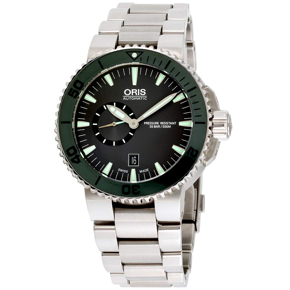 Oris Men 's Aquis Diversブラックダイヤルステンレススチールブレスレット腕時計(743 ? 7673 ? 4157 MB)|global研究所