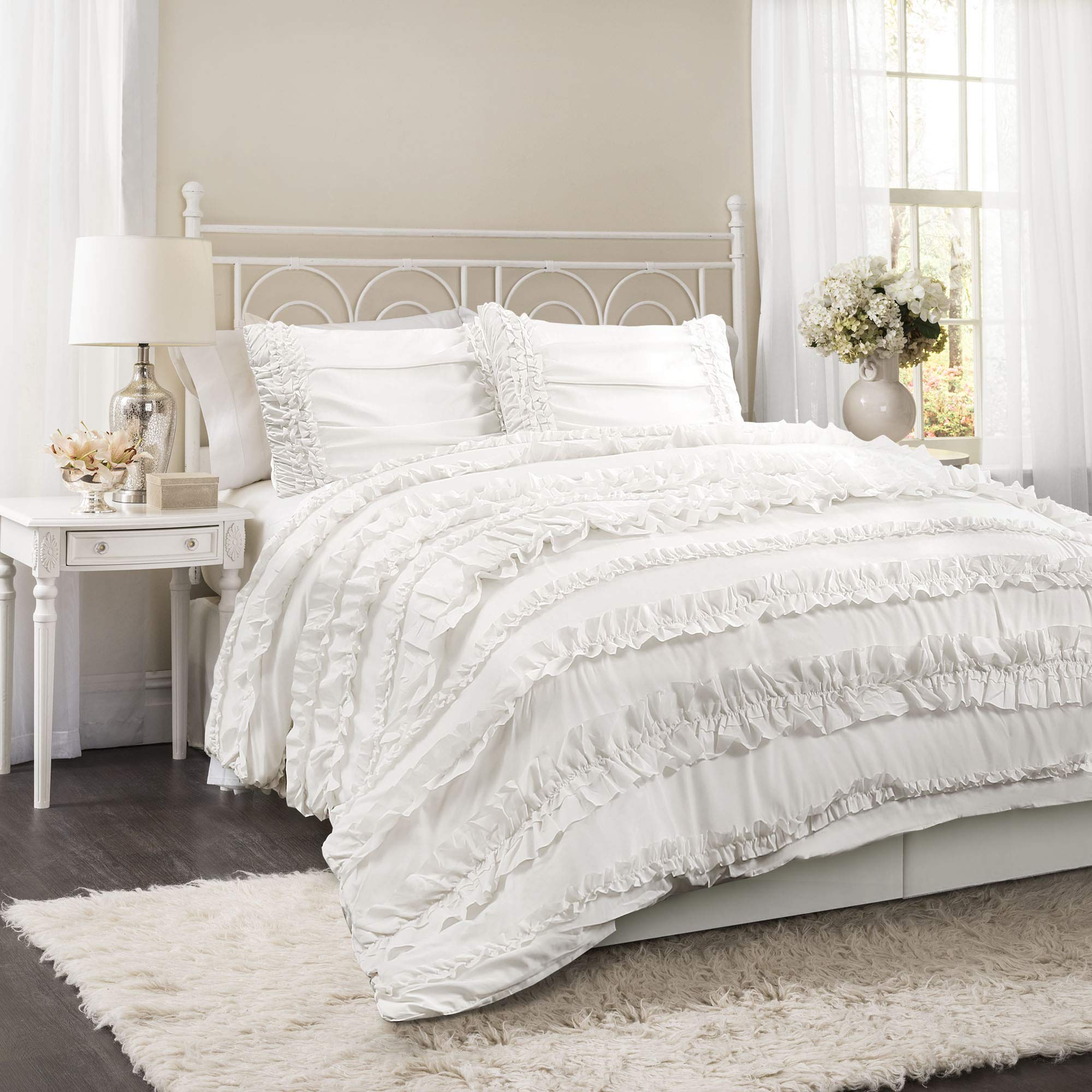 (Comforter Set Queen White) - Lush Decor Belle 4-Piece Comforter Set Queen White|global研究所